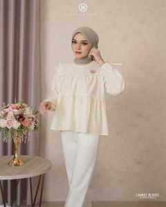 Harga Spesial - LAUREE BLOUSE by Nadheera Luxury atasan wanita lengan panjang cotton popplin premium