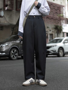กางเกงสูทลำลองหลวมๆ ทรงเอวสูง 9 ฟุตสำหรับผู้หญิง กางเกงขายาวทรงสลิมฟิตสำหรับใส่ไปทำงานในฤดูใบไม้ร่วง