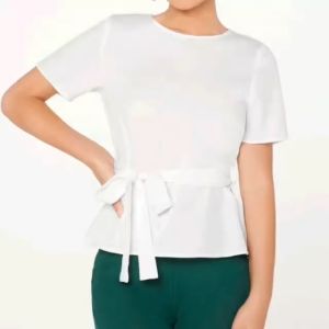 lee Minimalist Basic Plain Blouse with Belt Women