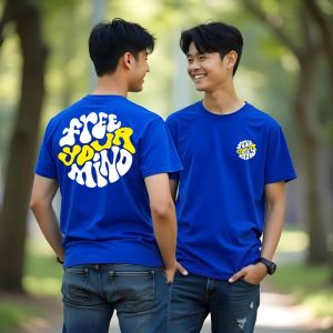 Jual Kaos Distro Kece motif FREE YOUR MIND bahan 24s