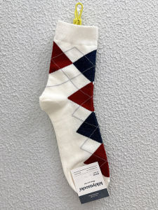 South Korea Mens Socks Dongdaemun Spring & Fall New Arrival Kikiyasocks Diamond Lattice Cotton Socks Tide Casual Tube Socks