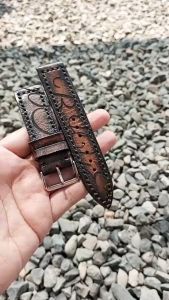 Tali Jam Tangan Lukis Custom - Kulit Sapi Pull Up Coklat Garansi