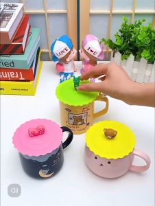 Silicone Glass Cup Covers Reusable Anti-dust Cup Covers with Creative Cute Leak-Proof Drink Cover for Tea Beer Wine Water