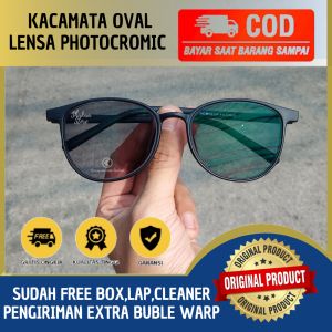 TERLARIS Kacamata Minus Optik Asli Photocromic Anti Radiasi UV Frame Oval Pria Wanita Fashion Lentur Elastis