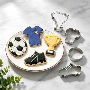 Cookie Cutter Set 4PCS Soccer Stainless Steel Food Grade Smooth Reusable EasyClean Baking Molds Cutters Football-themed Party