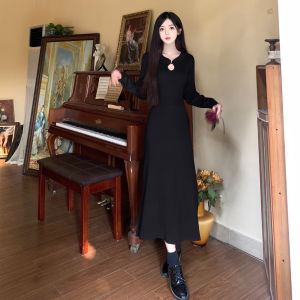 Elegant Knitted Long Sleeve Dress Slimming A-Line Silhouette for plus Size Women Festive Celebration Evening Gown