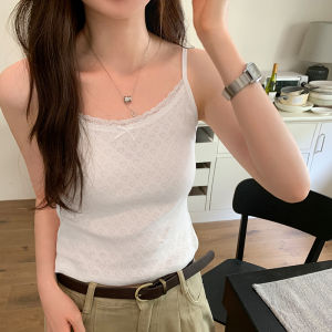 เสื้อกิ๊ตลีเครืองเรียงชี้หน้าปักลาย Pure Cottonlace Trimted เสื้อคอกลมแขนกระเพลา เสื้อเซ็กซี่มินIMIZE เชิดชั้naires ในชั้นล่าง ระบายความร้อนได้ดียุโรปและอเมริก็นิตยภพ