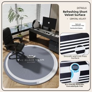 OULINFEI | New Black and Grey Luxury Circular Carpet Under Chair or Desk