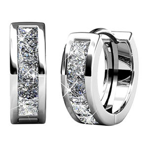 Huitan Fashion Versatile Women Hoop Earrings with Half Circle Cubic Zirconia Exquisite Gift Temperament Female Earrings Jewelry