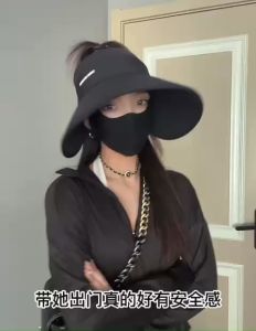 Nón đi biển chống nắng mũ siêu rộng vành hở chóp DING SHANG mũ nửa đầu vải lụa chống tia UV UPF50+ - Happy Life 4U