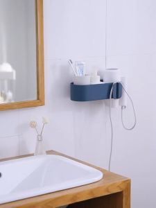 Wall Mounted Hair Dryer Holder Racks Bathroom Wall Hanging Storage Toilet Rack Organizer Shower Shelf Holder