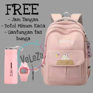 Paket Tas Ransel Anak Sekolah Remaja TERBARU Model Chooki Fantastic free botol minum kaca jam tangan gantungan tas bunga tas anak sekolah SD SMP tas ransel