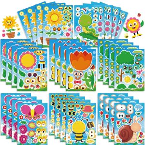 Creative Nature Animal Weather Puzzle Stickers Cartoon Snail Bee Butterfly DIY Childrens Decorative Paper Crafts