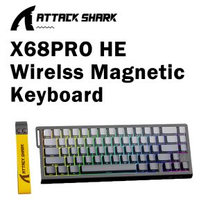 ATTACK SHARK | ATTACK SHARK X68PRO HE Magnetic Switch Wireless Keyboard 0.01mm Rapid Trigger 8000Hz Wired Tri-Mode RGB Hot-Swap for Pro Gaming
