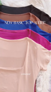 DNEMNLPH Ada Basic Squareneck Seamless Full Length Double Lining Top - BKK Slim Fitting Cotton Plain Freesize