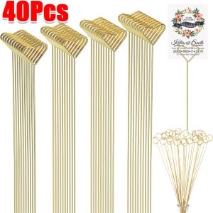 40Pcs Metal Wire Floral Place Card Holder / Gold Floral Greeting Card Holder Clips / Flower Art Gift Cards Photo Post-It Notes Display Fixed Clip