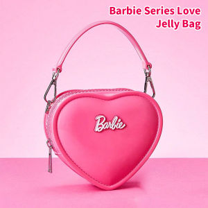 Miniso | Barbie Jelly Bag Cute Heart Shape Mini Handbag PVC Kawaii Y2K Style Waterproof Pink Coin Purse Summer Holiday Gift for Girls