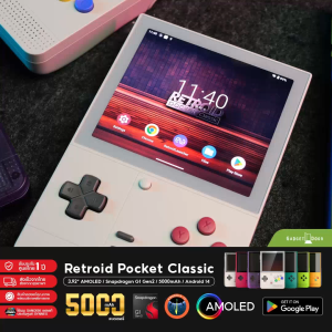 [พร้อมส่ง/มีของแถม] เครื่องเกมพกพา Retroid Pocket Classic แนวตั้ง ทรงคลาสสิค จอ Amoled 3.92 นิ้ว CPU G1 Gen2