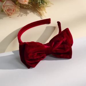 Solid Velvet Bow Headband For Girls Sweet Double-Layer Large Bownot Adjustable Hair Hoop Children Women Headwear Accessories