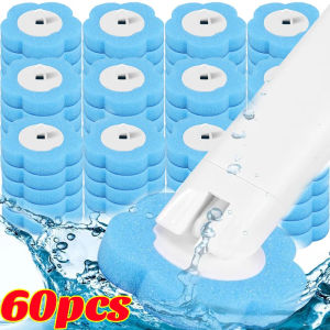60Pcs Disposable Toilet Brush Replacement Toilet Brush Head Dissolving Bathroom Brush Cleaning Pad Kit for Household Cleaning