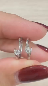 TDG 10K White Gold Lab-Grown Diamond Contemporary Hoop Earrings