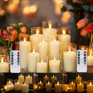 เทียนไฟฟ้า LED 6 ชิ้น แบบไร้เปลวไฟ โคมไฟอะคริลิคแก้ว ใช้แบตเตอรี่ แสงสว่างกระพริบเหมือนเทียนจริง สำหรับงานแต่งงาน คริสต์มาส ตกแต่งโต๊ะ