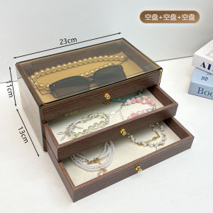 กล่องเครื่องประดับไม้walnut ชั้นวางเครื่องประดับแบบหลายชั้นพร้อมจี้ต่างหู ความจุขนาดใหญ่ หรูหรา กล่องเก็บของสำหรับเครื่องประดับที่หรูหรา