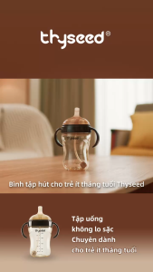 Bình tập hút Thyseed PPSU cao cấp chống sặc có ống hút uống sữa dễ hút tập uống cho bé 6+ tháng