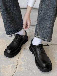 Un Mens และ ผู้หญิง Square Toe ชุดกึ่งทางการ รองเท้า สไตล์เกาหลี สีดำ รองเท้า Derby ก้นหนา ความรู้สึกหรูหรา สําหรับ ฤดูหนาว