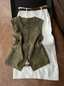 QINGMUZI | Elegant Sleeveless Vest A-Line Dress Set