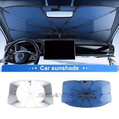 SEAMETAL Upgraded Windshield Sun Shade for Car Heat Insulation Sun Protection Cover UPF50+ UV Blocking Auto Sunshade Umbrella