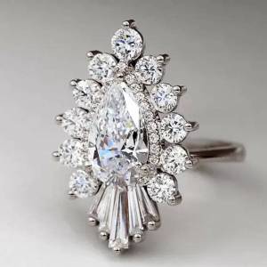 Huitan Geometric Design Women Ring Wedding Engagement Luxury Lady Fashion Accessories Silver Color/Gold Color Jewelry with CZ