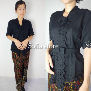 Atasan Kebaya Encim Lengan Pendek Warna Hitam Viani