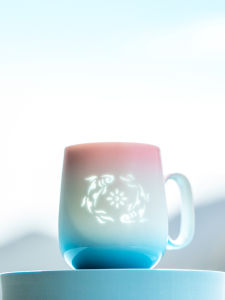 Good Luck Carp Ceramic Mugs Cute Office Gifts for Women Chinese Culture Creative Work Desk Accessories Pink Girl Heart