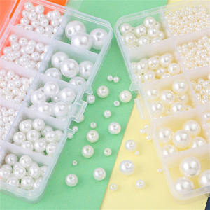 10 Grid ABS Pearl Box Beads Scattered Beads Bracelet Necklace Earrings Handicraft DIY Material Ornament Accessories