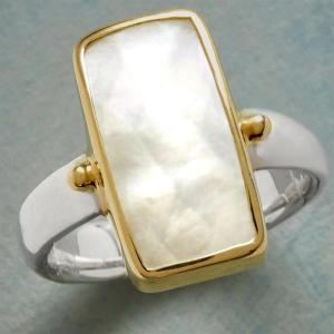 Huitan Octagon Shaped White Enamel Ring for Women Party Daily Versatile Two Tone Accessories Simple Style Fashion Chic Jewelry