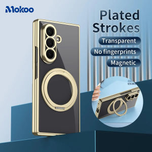 360°Rotating Magnetic Holder Phone Case for Samsung Galaxy Z Fold 8 Ultra 7 6 5 4 Transparent Shockproof Wireless Charge Cover