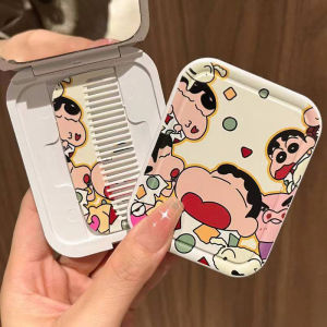 Anime Crayon Shin Chan Handheld Mirror Foldable Mirror Comb Makeup Cute Portable Holiday Girls Cosmetic Mirror Birthday Gifts