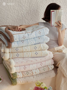 Lamb Velvet Plush Throw Blanket 3D Carved Flower Pattern Soft Warm Living Room Sofa Bedroom Home Decorative Blanket for Girls