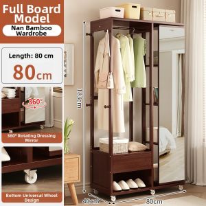 CHUJUN | Multi-functional Foldable Standing Mirror with Coat Hanger and Storage Rack