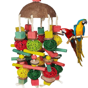 Bird Chewing Toy Parrot Training Toys Chewing Foraging Hanging Cage Paper Strings Wire Drawing Coconut Ball Toys Relieve Boredom
