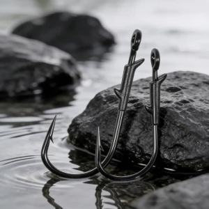 Spinpoler High Carbon Finesse Flipping Fishing Hook With Plastic Spike Soft Bait Holder #1 1/0 2/0 Bass Sea Freshwater Saltwater