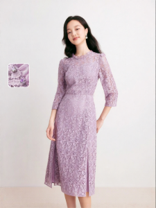 Koradior | Elegant Lace Jacquard Mid-length Dress