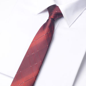 Romguest | Slim Narrow Striped Gradual Red Tie for Groom 6cm