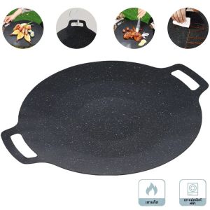 ถาดอบไฟฟ้าอเนกประสงค์แบบไม่ติดกระทะ พร้อมหูจับ ใช้ได้ทั้งในบ้านและนอกบ้าน ให้ความร้อนสม่ำเสมอ ทำความสะอาดง่าย เหมาะสำหรับผัดเส้นก๋วยเตี๋ยว ทอดไข่ สเต็ก