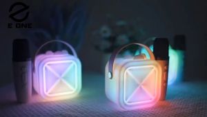 E ONE mini speaker karaoke bluetooth 2mic ori full bass portable wireless Efek pencahayaan yang keren - Garansi 1 tahun