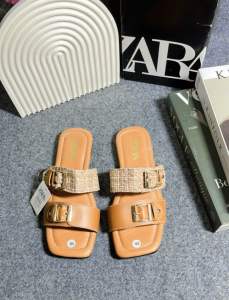 Sandal Selop Zara Rajut Tweet Gesper Sandal Wanita Kekinian Terbaru Kode SM07