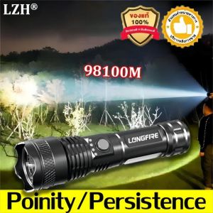 New High-Power Waterproof Tactical Flashlight with Zoom Three Lighting Modes and Long-Range Light - Rechargeable Camping & Outdoor Gear with Double Battery Life and Fast Charging