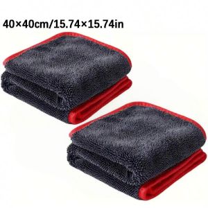 2Pcs Super Absorbent Microfiber Car Washing Towel Pulloff Drying for Car Windows Mirrors Wiping Rags Double Layer Cleaning Cloth