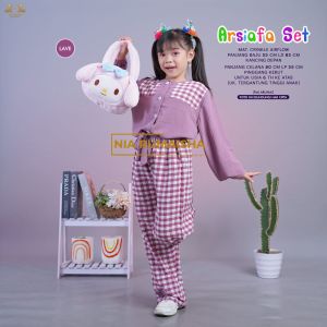 ARSIAFA SET KIDS BY NIA RUMAISHA || SET ANAK PEREMPUAN BAHAN CRINKLE AIRFLOW || PANJANG BAJU KANCING DEPAN || CELANA PINGGANG FULL KERUT